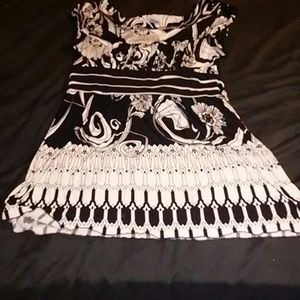 Black and white dressy floral blouse